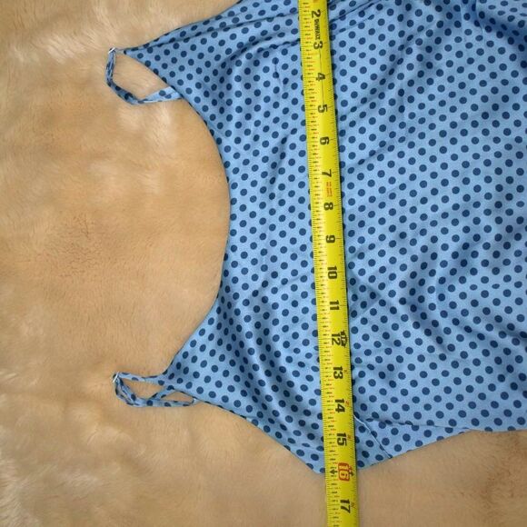 The Westside Blue Silk Polka Dot Midi Slip Dress Size Medium Adjustable Straps - Picture 14 of 15